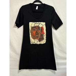 Jackie Greene Graphic Art Cubism Sketch T-Shirt Dress SZ L American Apparel USA